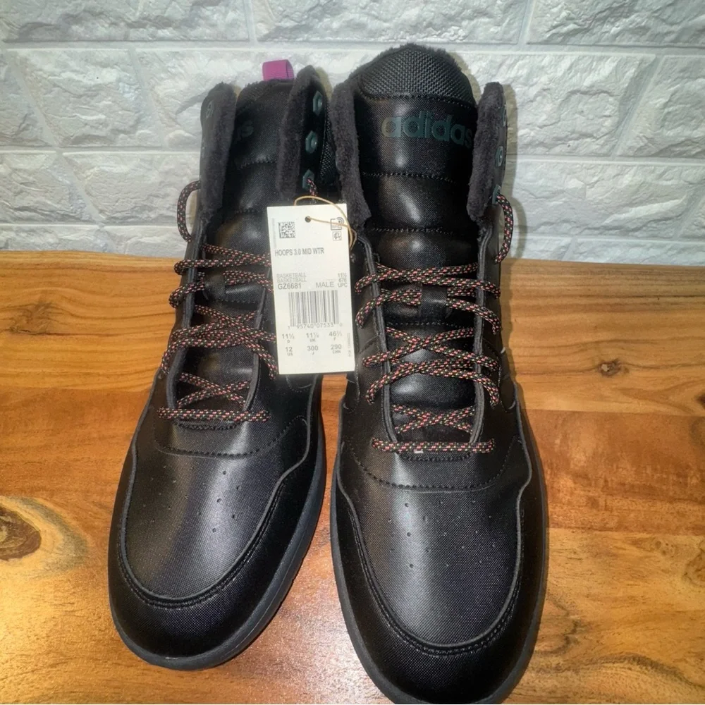 Adidas Hoops 3.0‎ Mid WTR Black with Multicolor Laces